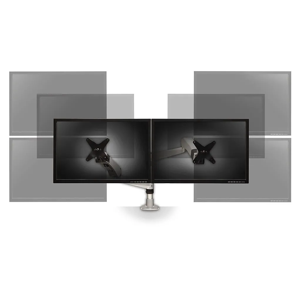 Clearance 3M ™ Dual Monitor Arm, Grab Monitor to Adjust Height, Tilt, Swivel, Rotate, Holds Monitors Up to 20 lbs. and ≤27" (MA265S)