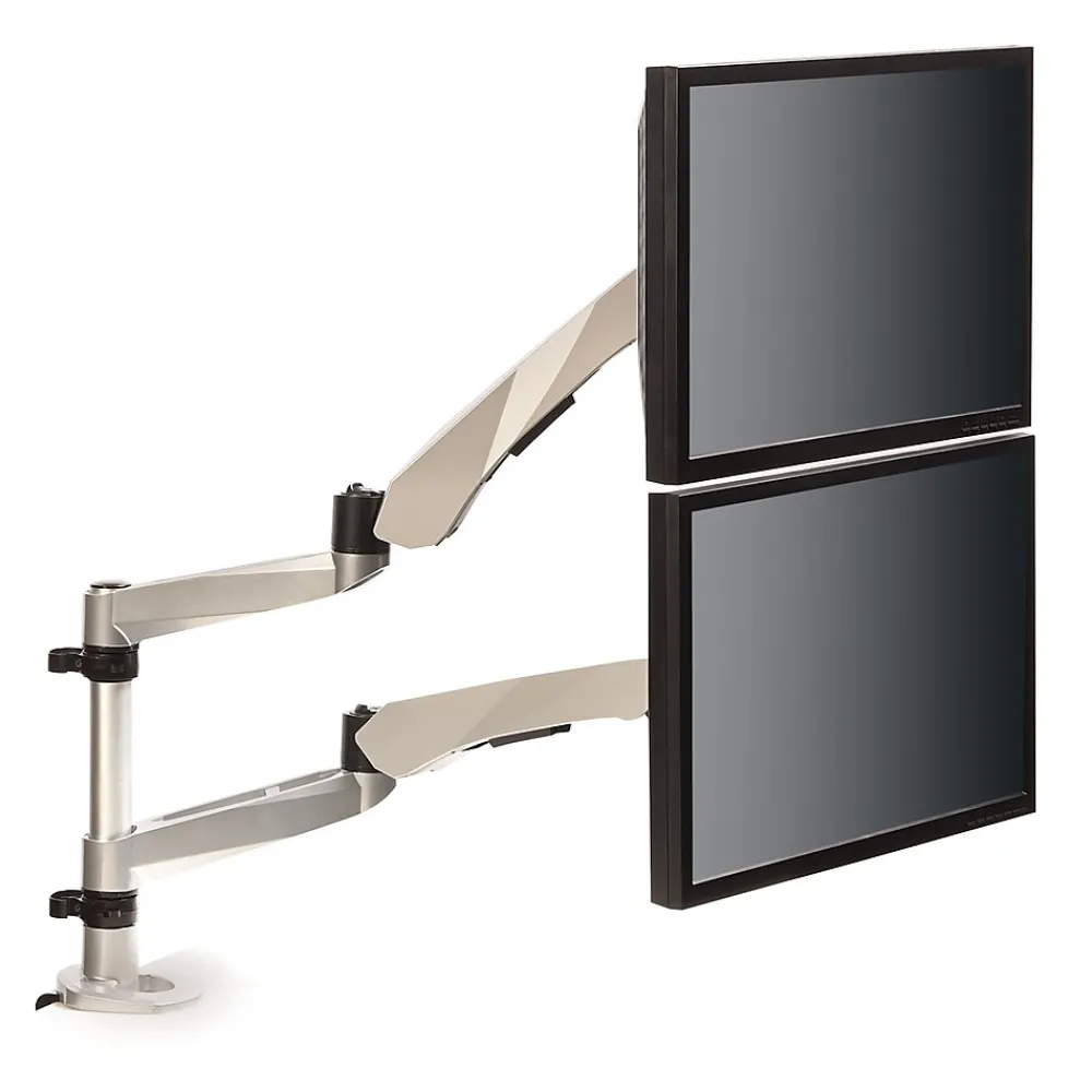 Clearance 3M ™ Dual Monitor Arm, Grab Monitor to Adjust Height, Tilt, Swivel, Rotate, Holds Monitors Up to 20 lbs. and ≤27" (MA265S)