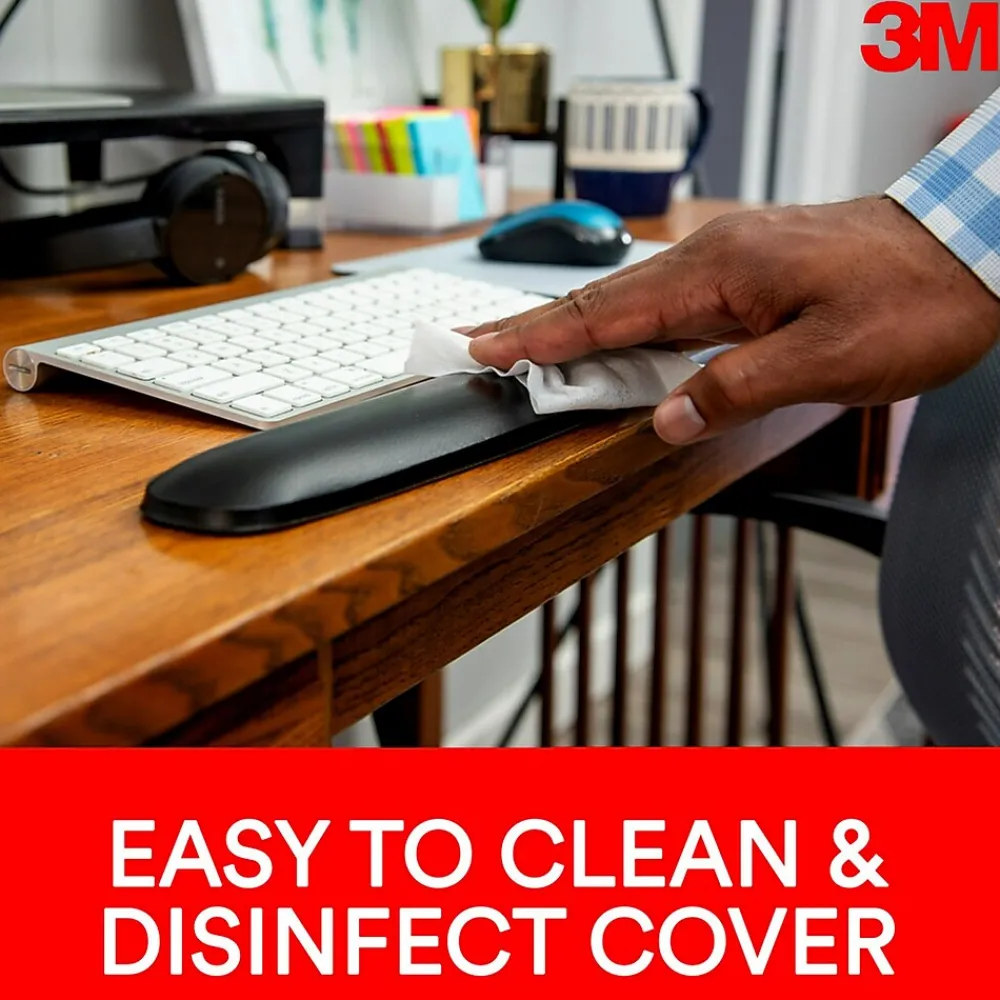 Clearance 3M Gel Wrist Rest for Mouse, Black, Easy to Clean Cover, Anti-microbial Product Protection (WR305LE)