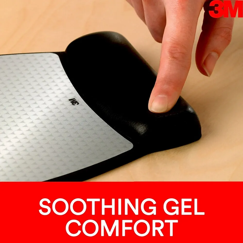Outlet 3M ™ Precise Vertex Mouse Pad with Gel Wrist Rest, Non-Skid Base, Black/Silver (MW310LE)