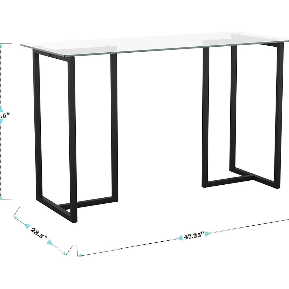 Computer Desks*Martha Stewart Eli 47"W Glass/Steel Home Office Desk, Clear/Oil-Rubbed Bronze (XUDK1BK)