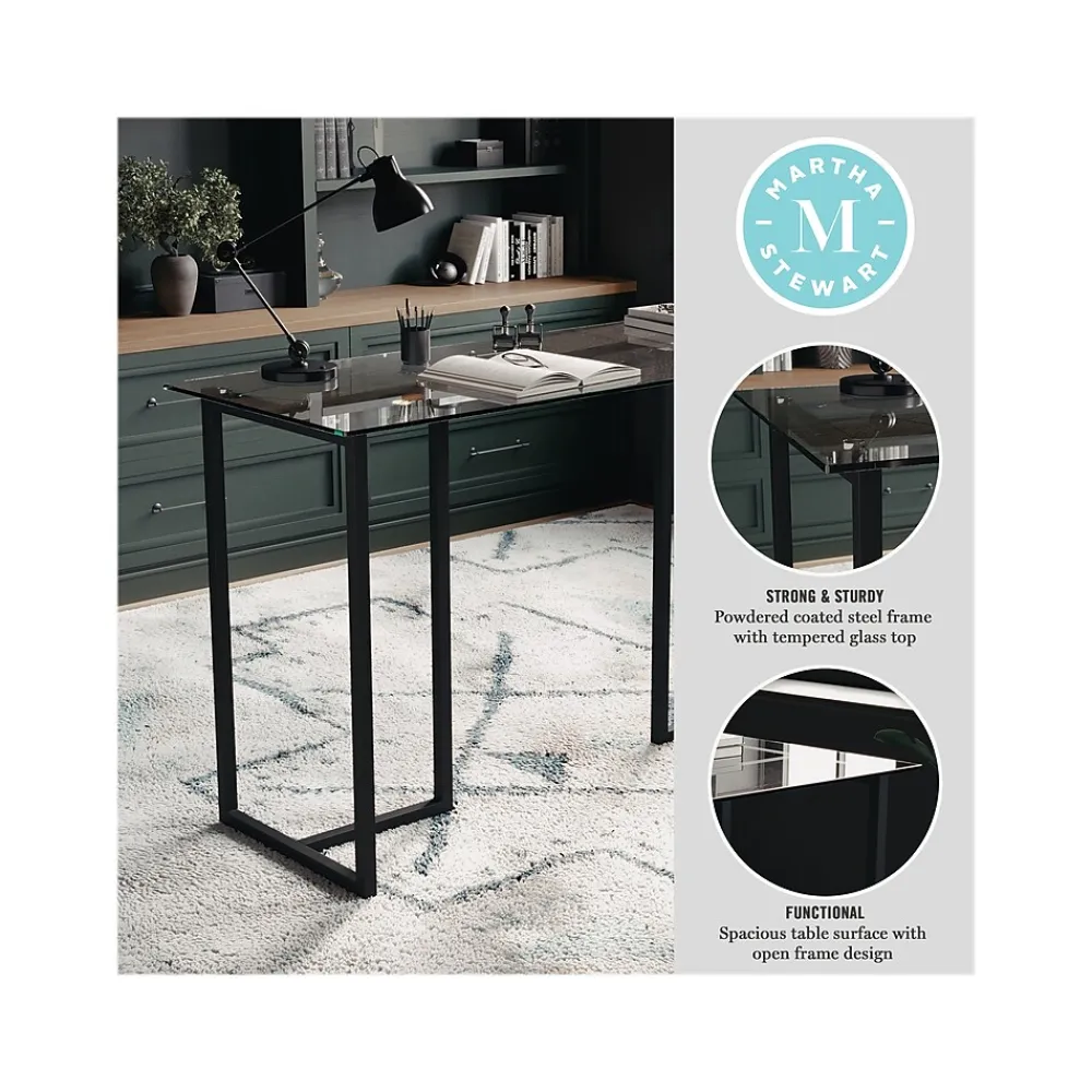 Computer Desks*Martha Stewart Eli 47"W Glass/Steel Home Office Desk, Clear/Oil-Rubbed Bronze (XUDK1BK)