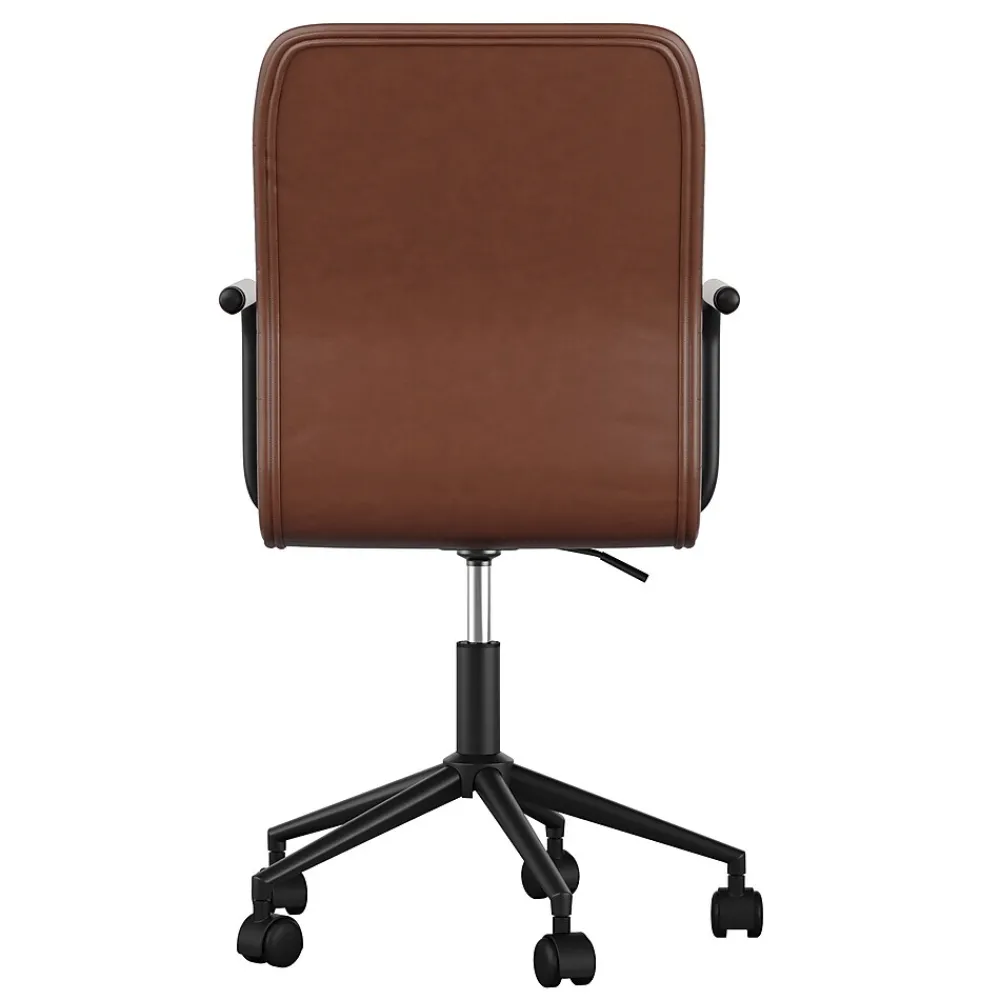 Office Chairs*Martha Stewart Taytum Faux Leather Swivel Office Chair, Saddle Brown/Oil Rubbed Bronze (CH142370BRBK)
