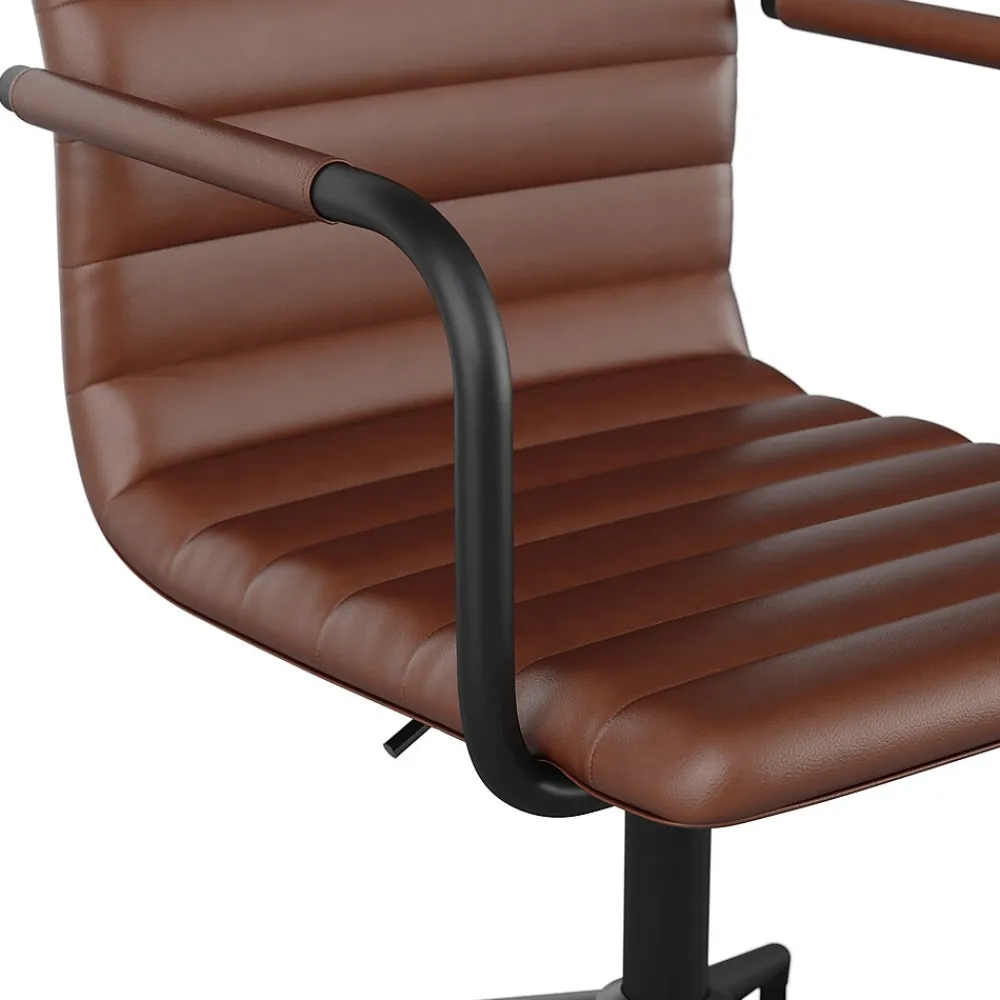 Office Chairs*Martha Stewart Taytum Faux Leather Swivel Office Chair, Saddle Brown/Oil Rubbed Bronze (CH142370BRBK)