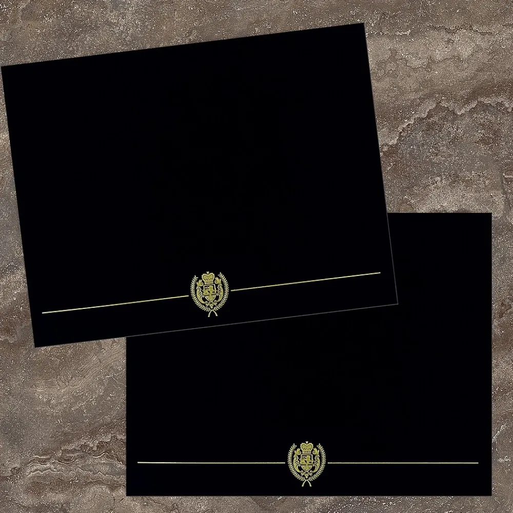 Awards & Certificates*Masterpiece Studios Classic Crest Certificate Holders, 8.5" x 11", Black, 5/Pack (903117S)