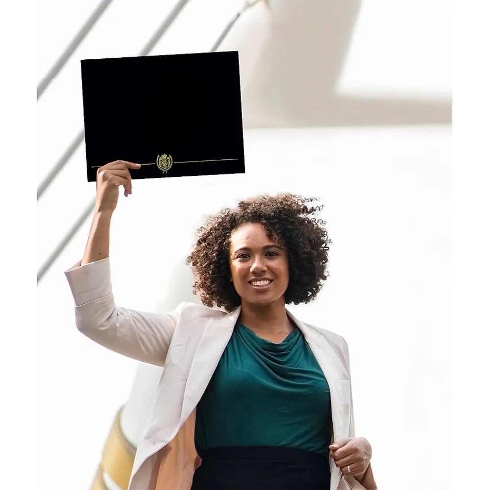 Awards & Certificates*Masterpiece Studios Classic Crest Certificate Holders, 8.5" x 11", Black, 5/Pack (903117S)