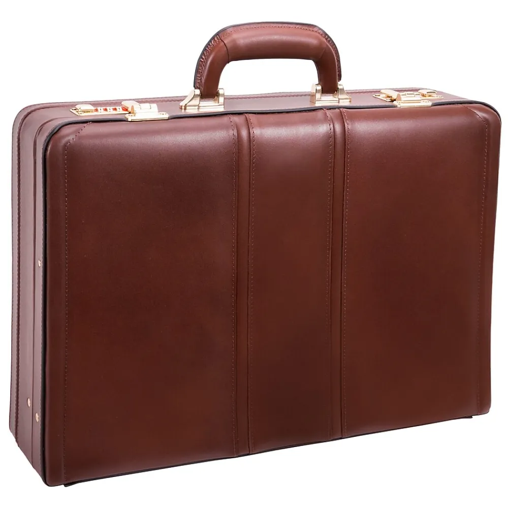 Coughlin Expandable Attache Briefcase, Top Grain Cowhide Leather, Brown (80464)<McKlein Online