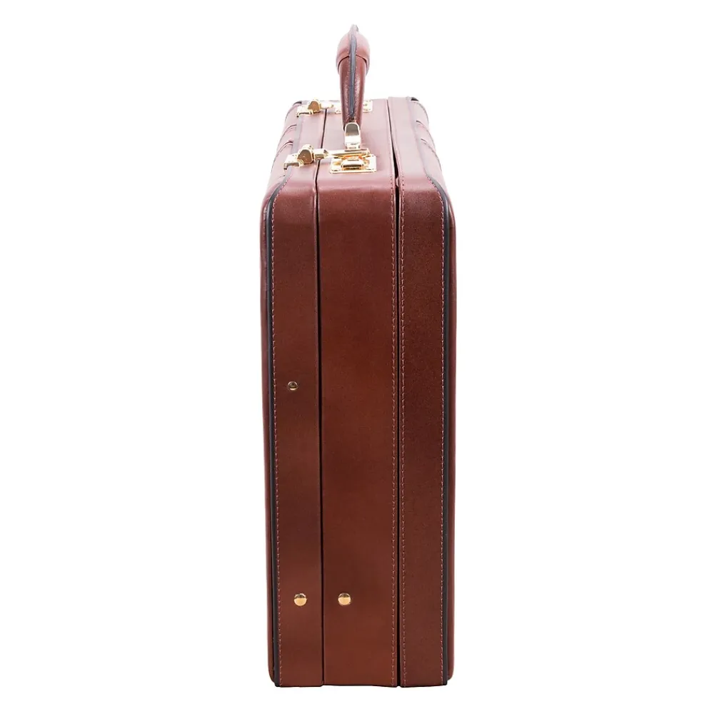 Coughlin Expandable Attache Briefcase, Top Grain Cowhide Leather, Brown (80464)<McKlein Online