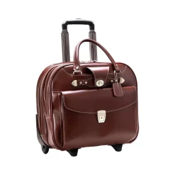 Laptop Bags|McKlein DENALI 15" Leather Rolling Laptop Bag, Red (99706)