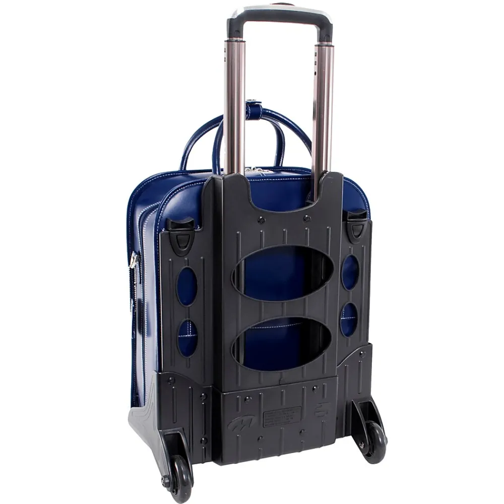 LA GRANGE W Series Laptop Rolling Briefcase, Navy Genuine Leather (96497)<McKlein Online