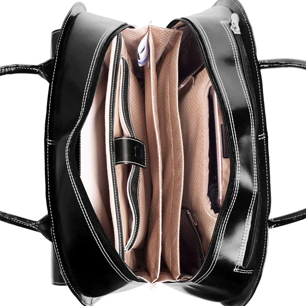 Limited Edition Laptop Briefcase, Black Leather (96145A)<McKlein Best