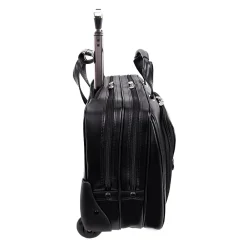 Limited Edition Laptop Rolling Briefcase, Black Leather (80505C)<McKlein