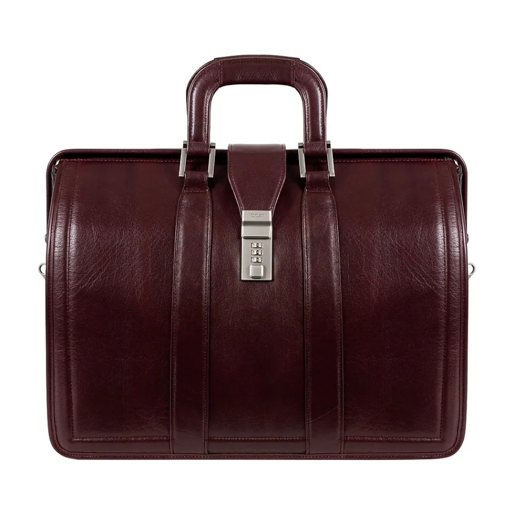 MORGAN Leather Litigator Laptop Briefcase, Burgundy (83346)<McKlein Discount