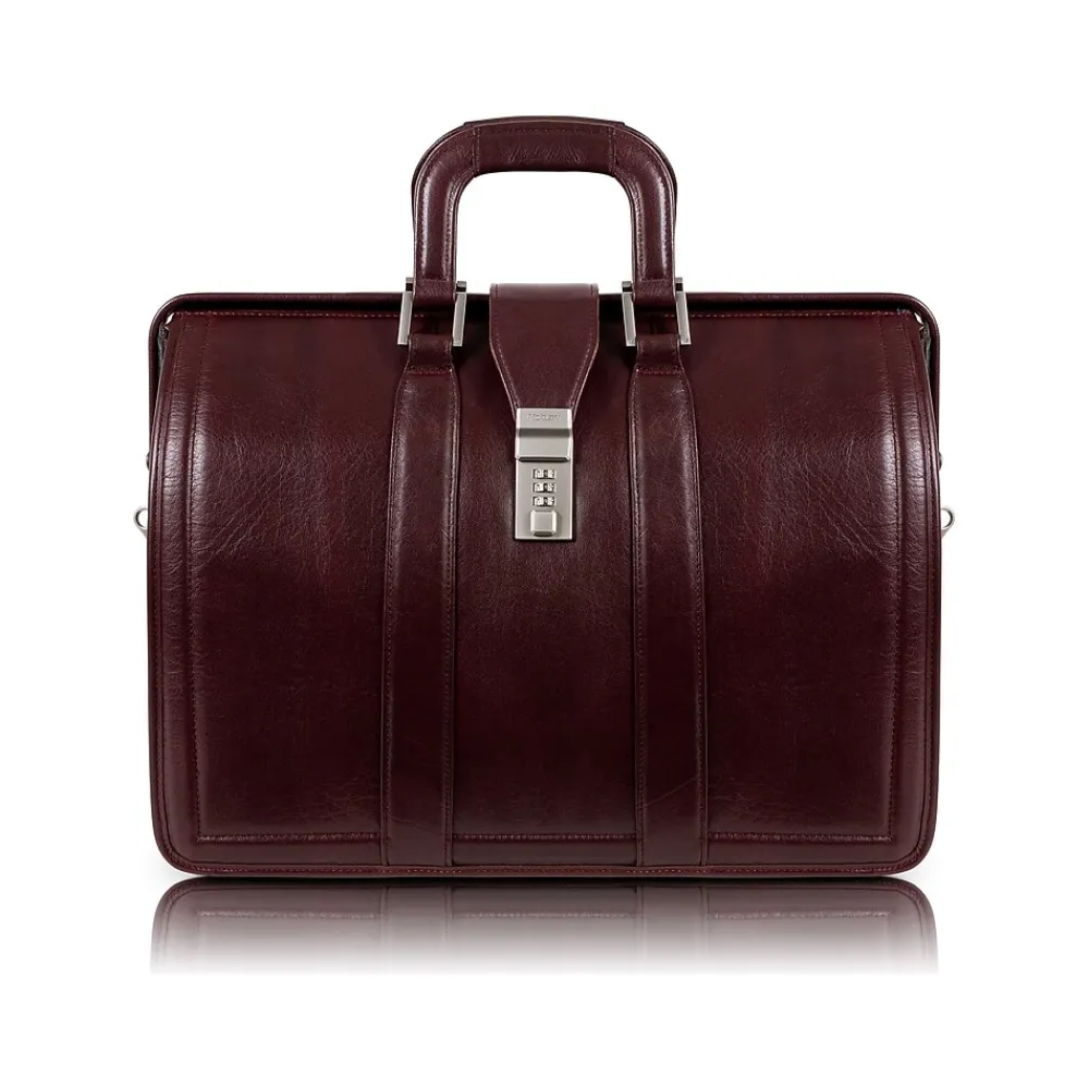 MORGAN Leather Litigator Laptop Briefcase, Burgundy (83346)<McKlein Discount