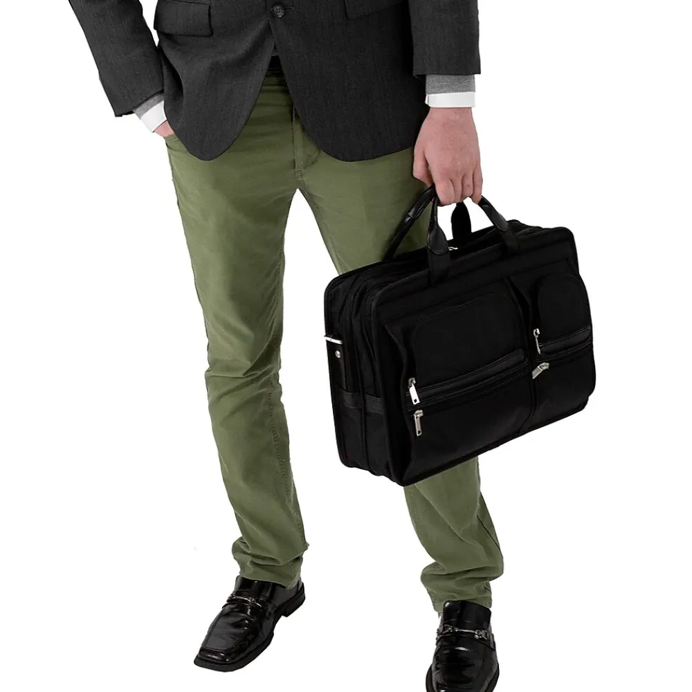 P Series Laptop Briefcase, Black Nylon (58435)<McKlein Clearance