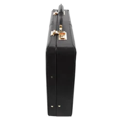 Reagan Attache Briefcase, Top Grain Cowhide Leather, Black (80445)<McKlein Sale