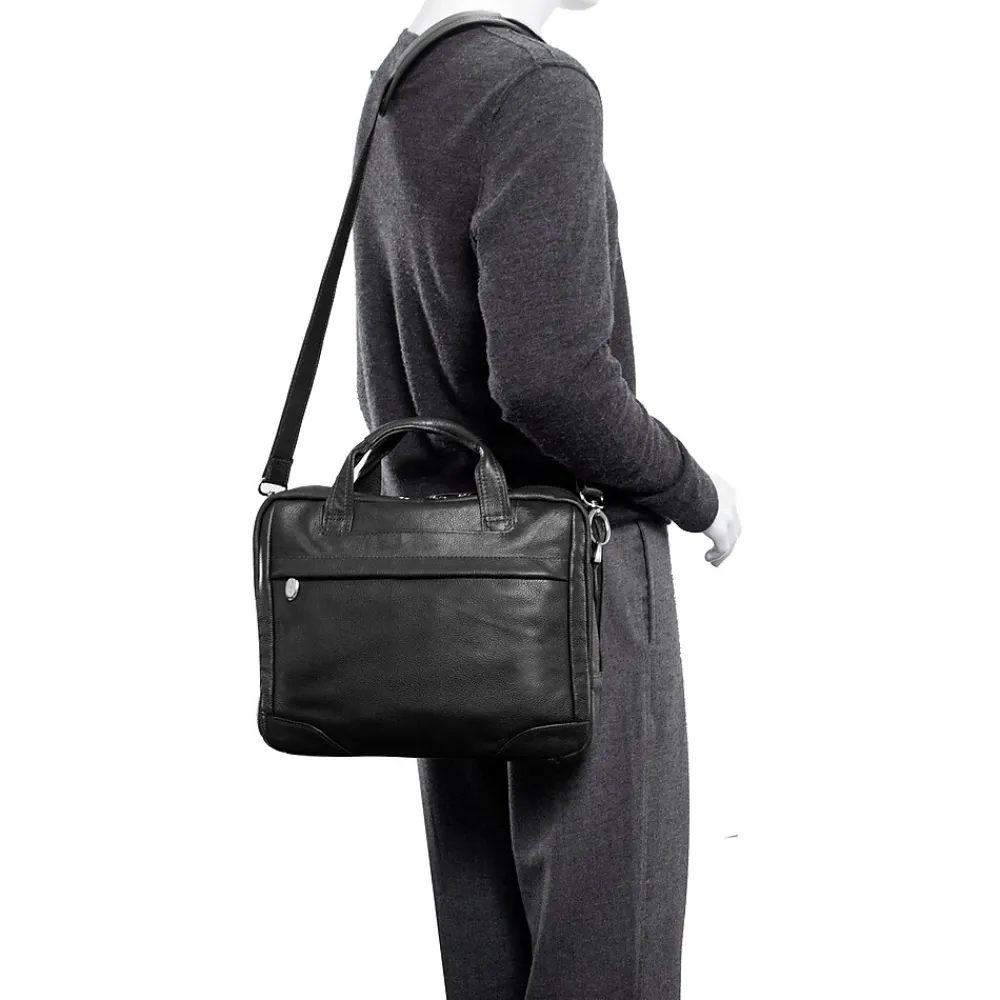 S Series Laptop Briefcase, Black Leather (15495)<McKlein Clearance