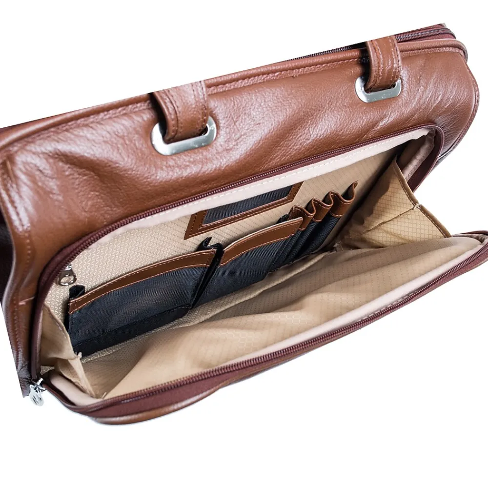 S Series, WEST TOWN, PebbleGrain Leather, Checkpoint-Friendly Detachable Wheeled Laptop Briefcase, Brown (15704)<McKlein Discount