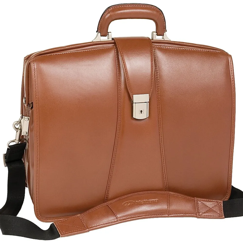 V Series, HARRISON, Top Grain Cowhide Leather,Partners Laptop Briefcase, Brown (83384)<McKlein Clearance