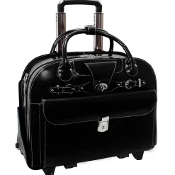 W Series, ROSEVILLE, Genuine Cowhide Leather, Checkpoint-Friendly Detachable Wheeled Laptop Briefcase, Black (96645)<McKlein Clearance