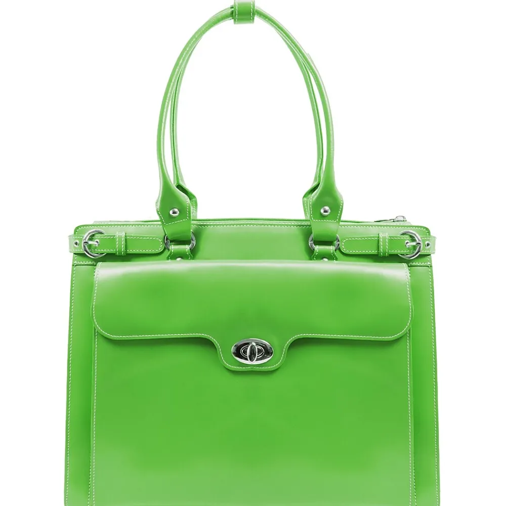 W Series, WINNETKA, Genuine Cowhide Leather,Ladies' Laptop Briefcase w/ Removable Sleeve, Green (94831)<McKlein Clearance