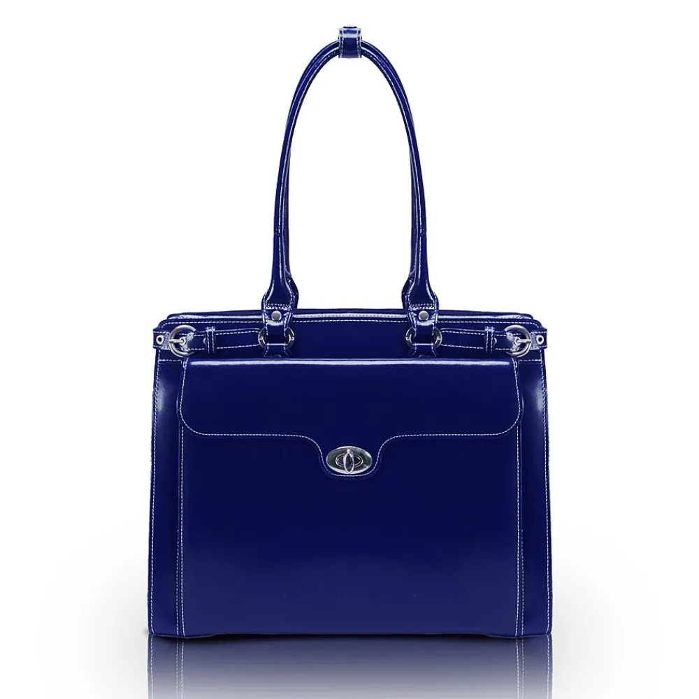 WINNETKA W Series Laptop Briefcase, Navy Genuine Leather (94837)<McKlein New