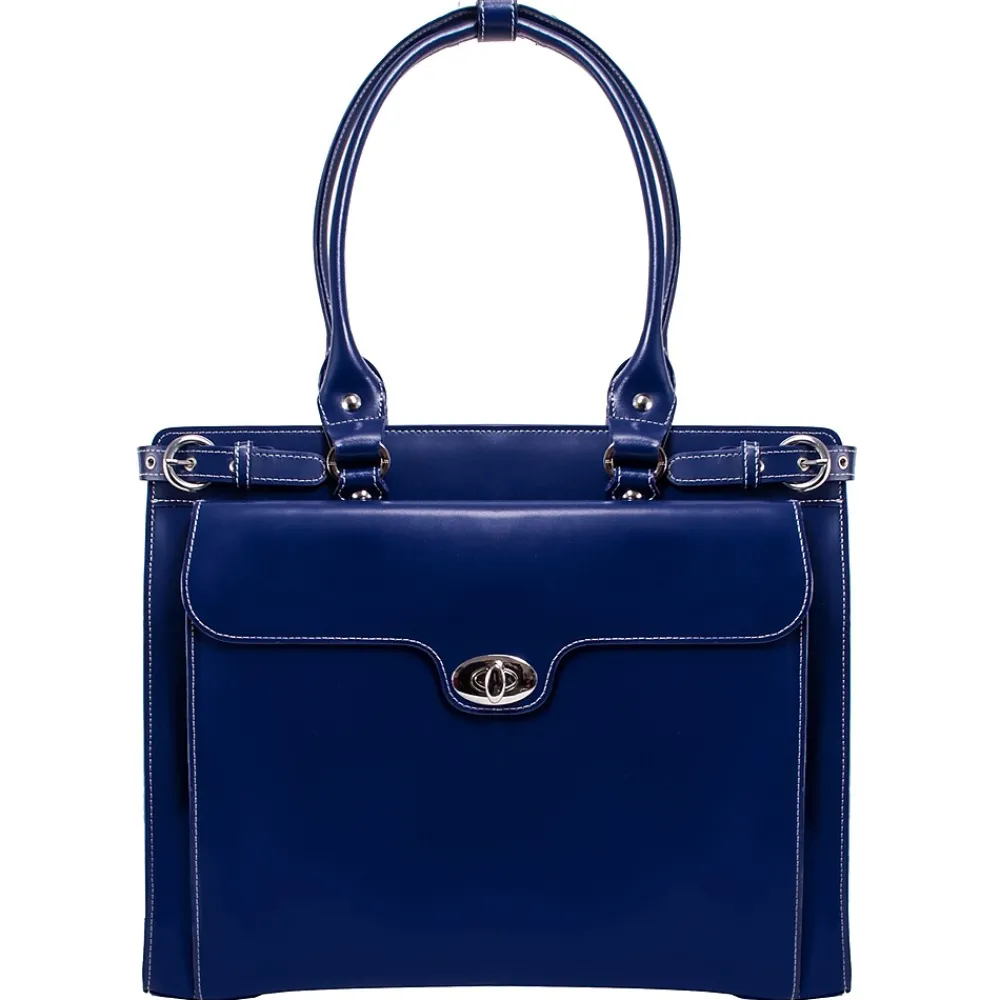 WINNETKA W Series Laptop Briefcase, Navy Genuine Leather (94837)<McKlein New