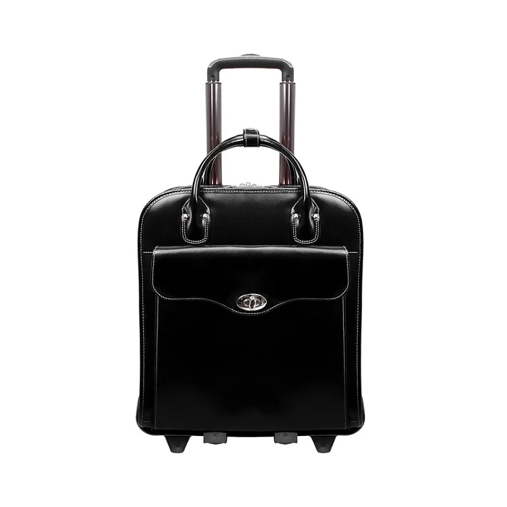 USA Melrose W Series Leather Rolling Briefcase, Black (97035)<McKlein Best