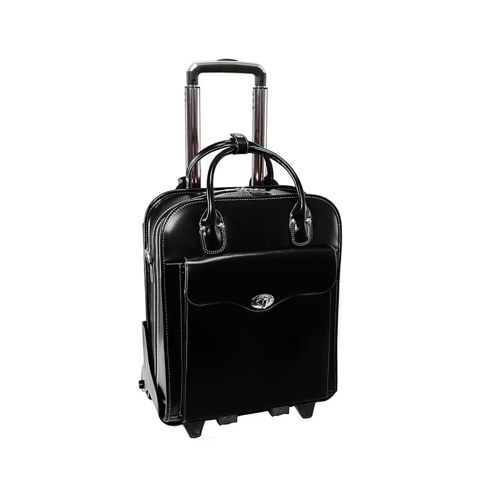 USA Melrose W Series Leather Rolling Briefcase, Black (97035)<McKlein Best