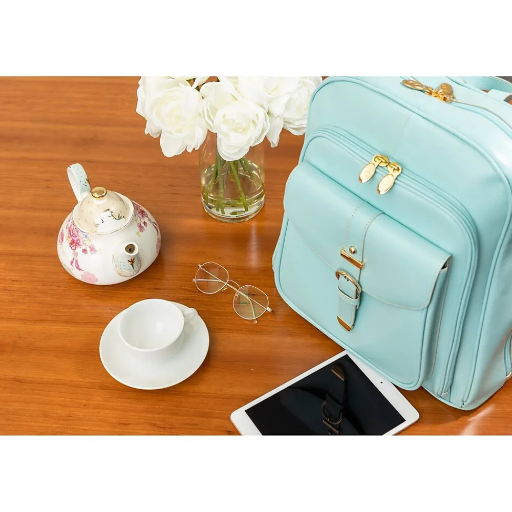 McKlein USA OLYMPIA Business Laptop/Tablet Backpack, Aqua Blue (99568)
