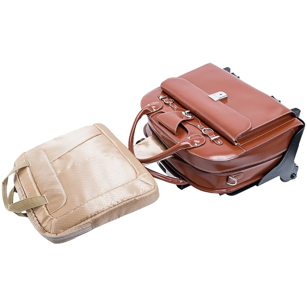 USA Roseville W Series Leather Check-Point Friendly Briefcase, Brown (96644)<McKlein Outlet