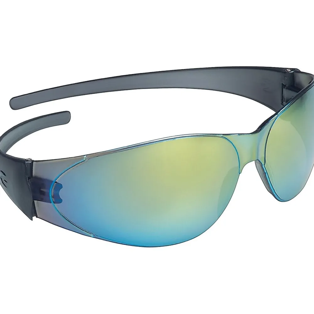 Crews MCR Safety® Safety Glasses, Flexible Bayonet Temples, Coated, In/Out Clear-Mirror, Clear