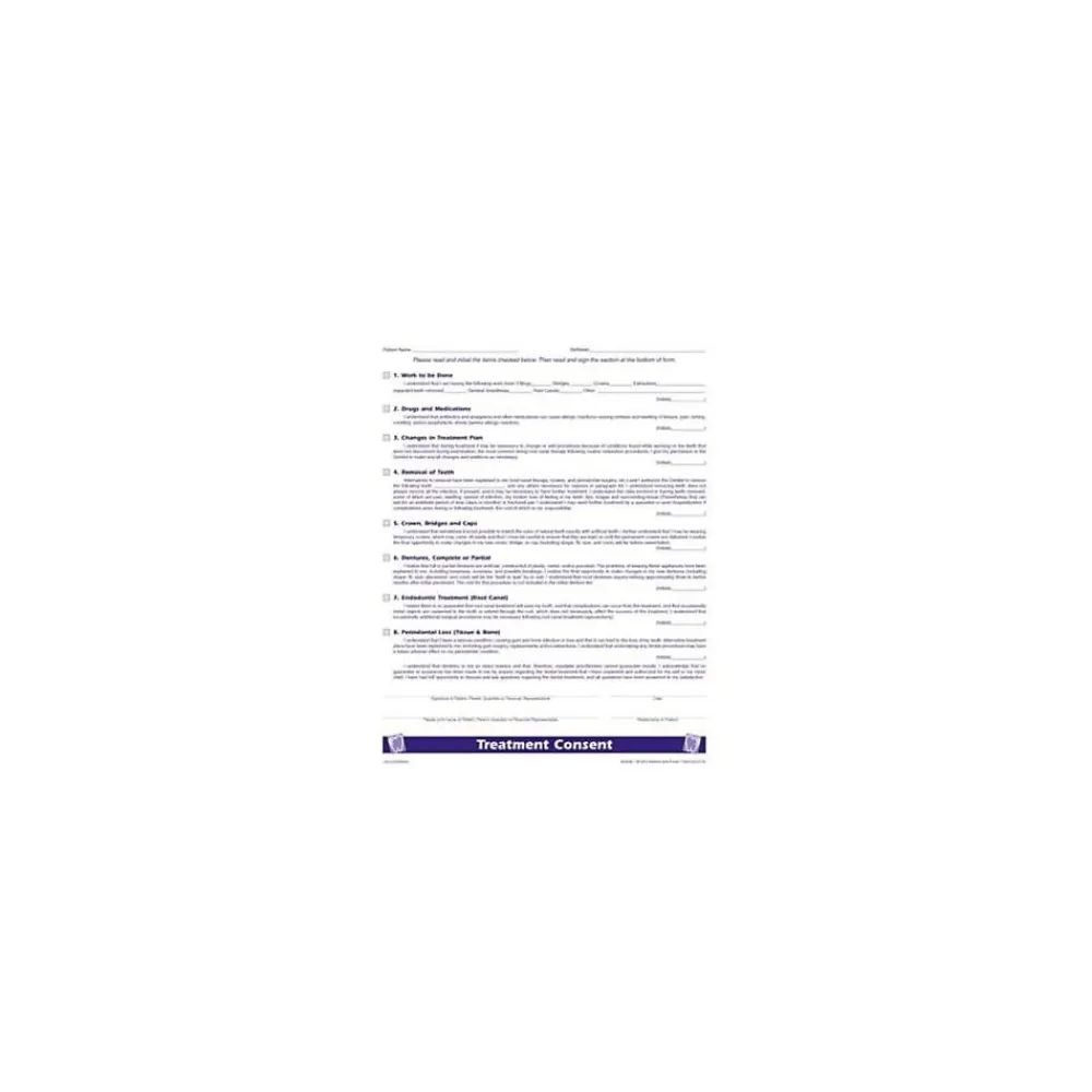 Medical Forms*Medical Arts Press ® Dental Treatment Consent Form; 1-Sided