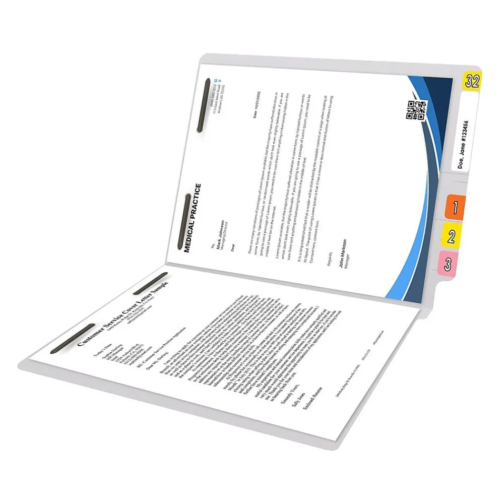File Folders|Medical Arts Press Reinforced End Tab File Folder, Straight Cut, Letter-Size, White, 250/Carton (S-01602-WHT-B)