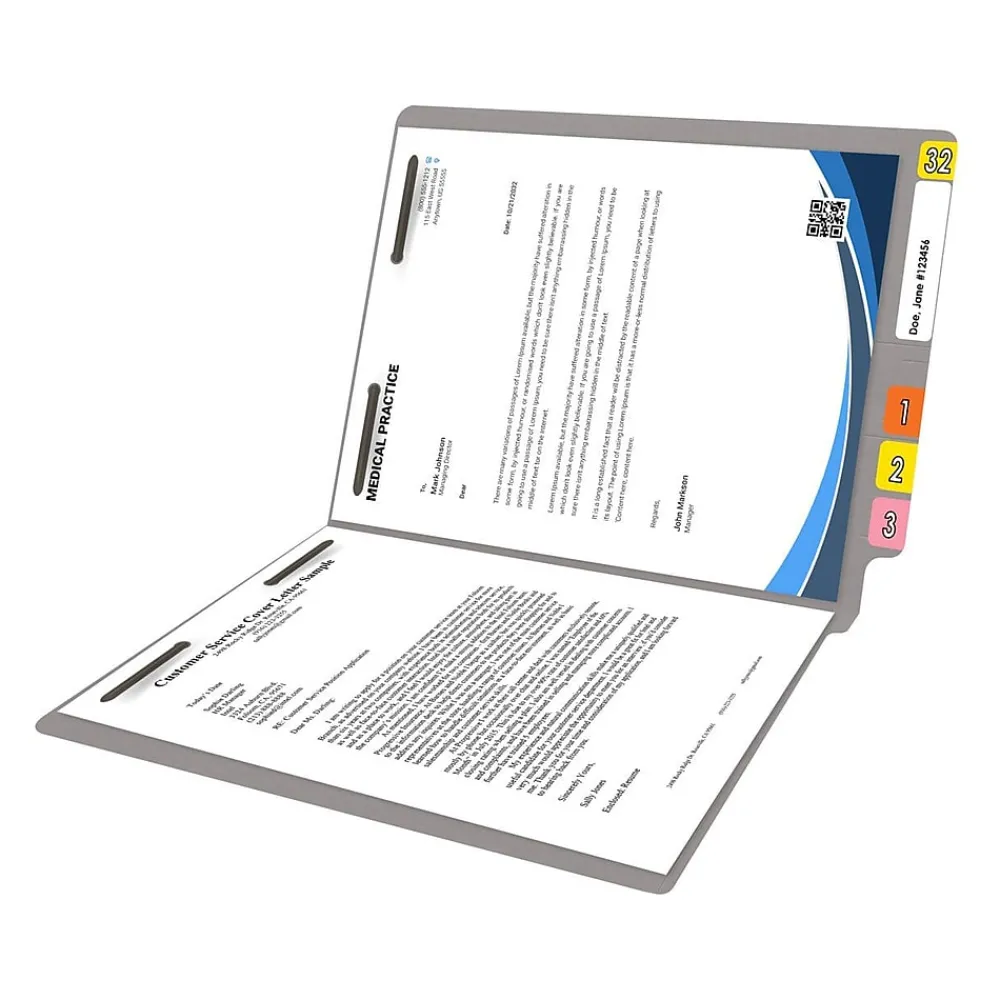 File Folders|Medical Arts Press Reinforced End Tab File Folder, Straight Cut, Letter-Size, Gray, 50/Box (S-01602-GRY)