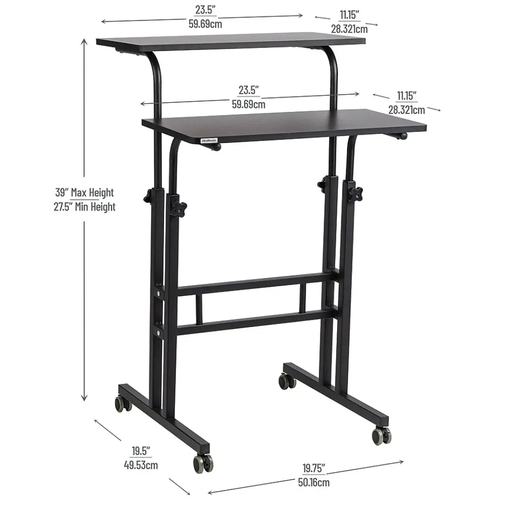 Standing Desks*Mind Reader 27.5"- 39" Mobile Adjustable Sit/Stand Desk, Black (SDROLLXL-BLK)