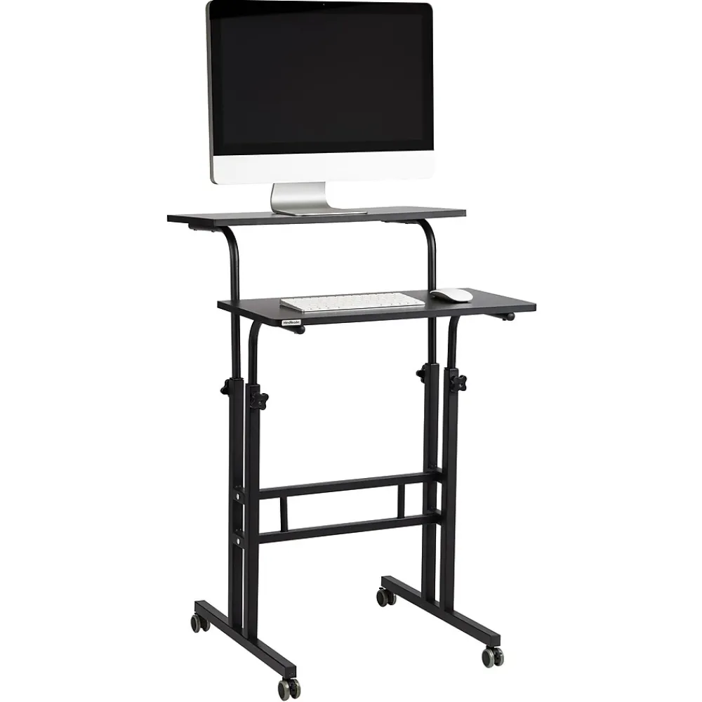 Standing Desks*Mind Reader 27.5"- 39" Mobile Adjustable Sit/Stand Desk, Black (SDROLLXL-BLK)