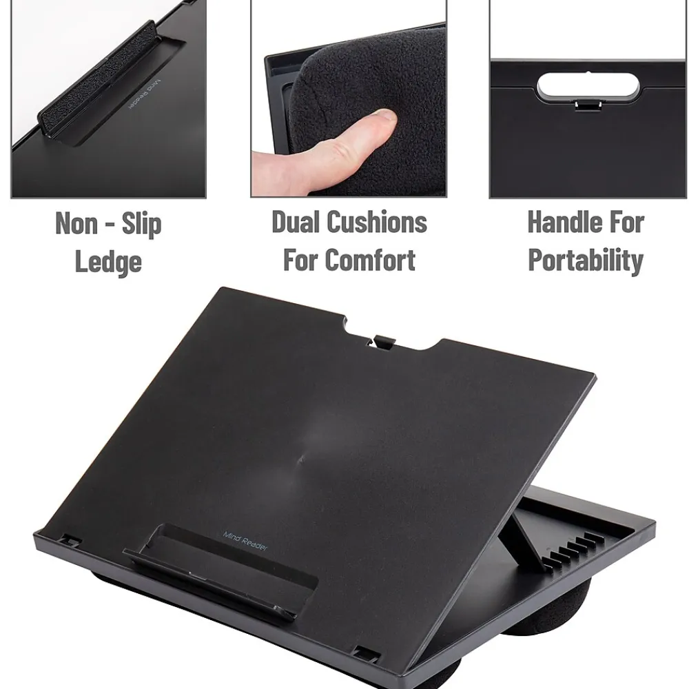 11" x 14.75" Plastic Lap Desk with Cushion, Black (LTADJUST-BLK)<Mind Reader