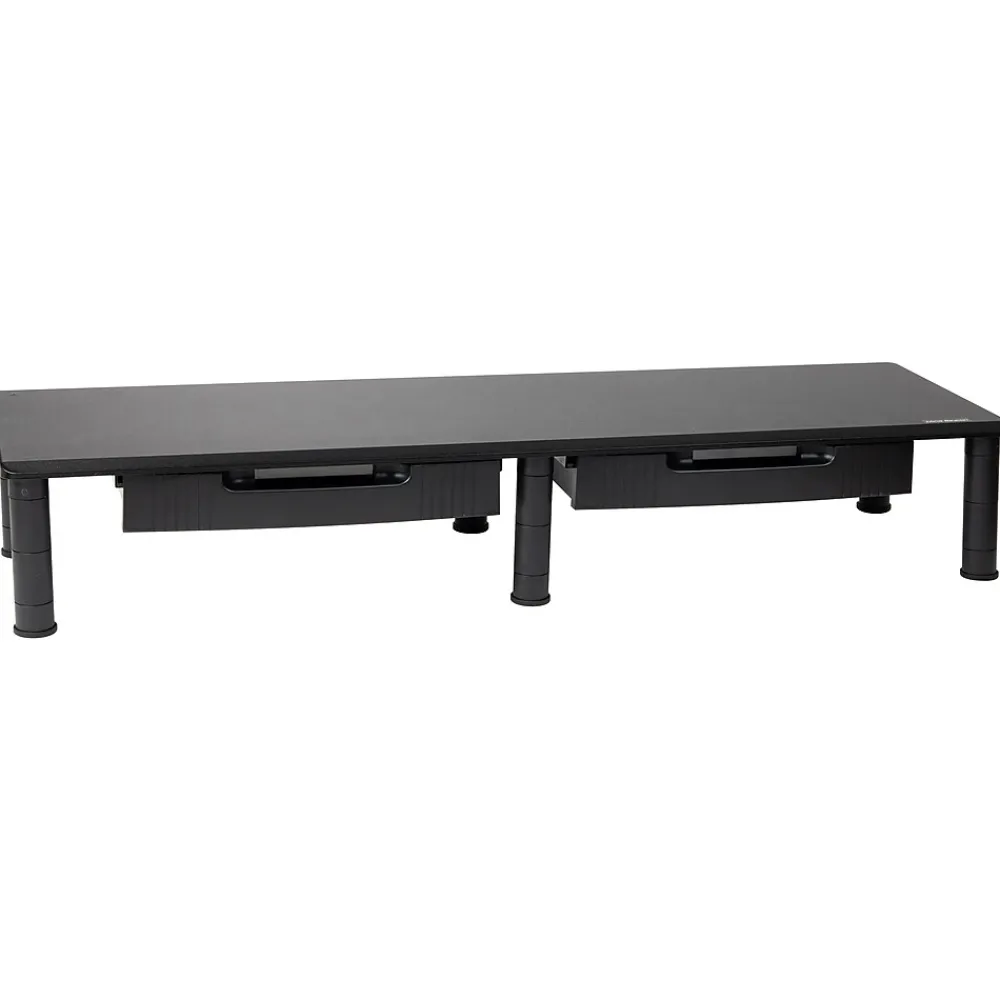 Outlet Mind Reader Adjustable Dual Monitor Stand with Drawers, Black (DUBMODR-BLK)
