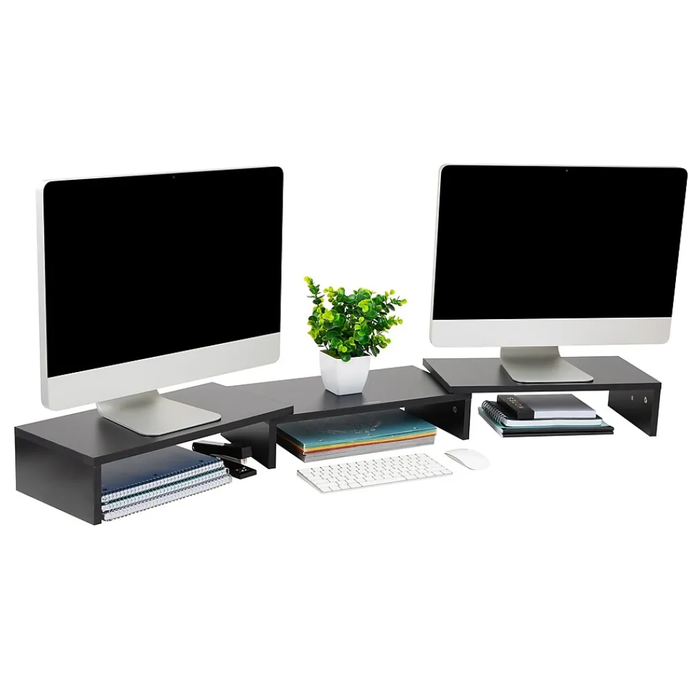 Hot Mind Reader Adjustable Dual Monitor Stand Desktop Organizer, Black (MDFMOND-BLK)