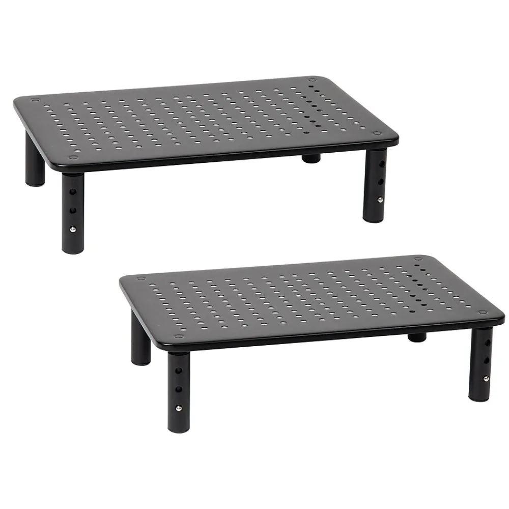 Online Mind Reader Adjustable Monitor Stand and Ventilated Laptop Riser, Black, 2/Pack (4LEGM2PK-BLK)