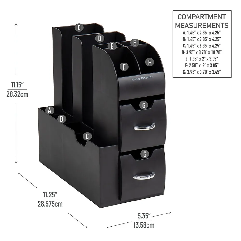 Mind Reader 11-Compartment Coffee Cup and Condiment Organizer, Black, 2/Pack (2CAD01-BLK)