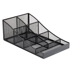 Mind Reader 7-Compartment Metal Coffee Cup and Condiment Organizer, Black (COMP7MESH-BLK)