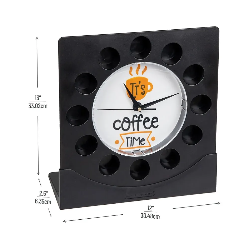 Mind Reader 12-Compartment Plastic Coffee Clock Pod Organizer, Black/White (PODCLOCK-BLK)