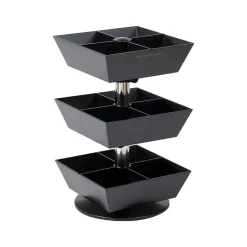 Mind Reader 12-Compartment Plastic Tea and Condiment Carousel, Black (TEASWIV3T-BLK)