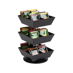 Mind Reader 12-Compartment Plastic Tea and Condiment Carousel, Black (TEASWIV3T-BLK)