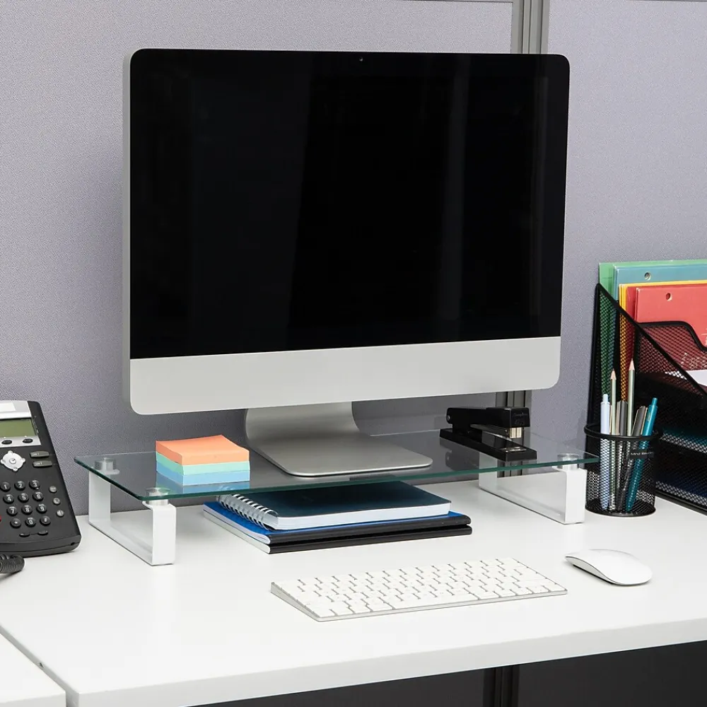 Mind Reader Contemporary Monitor Stand and Laptop Riser, Clear (GLASS-CLR)