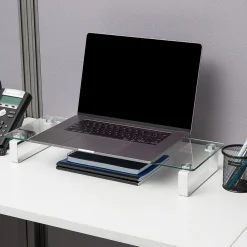 Mind Reader Contemporary Monitor Stand and Laptop Riser, Clear (GLASS-CLR)
