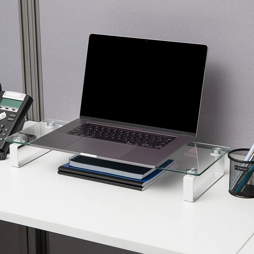 Mind Reader Contemporary Monitor Stand and Laptop Riser, Clear (GLASS-CLR)