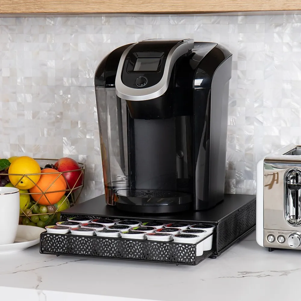 Mind Reader Metal Single Serve Coffee Pod Drawer, 36 Pod Capacity, Black (MTRAY-BLK)